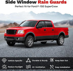 F150 Rain Guards - Window Visors for Ford F-150 SuperCrew 2004-2008, Outside-Mount Tape-On Side Window Wind Deflectors for F-150 Accessories, Vent Visors Shades Rainproof 4PCS