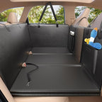 Back Seat Extender for Dogs-Large Space, Hard Bottom PU Leather Dog Car Seat Cover for Back Seat 420lb, Anti-Scratch Backseat Extender for Dogs,Waterproof Dog Hammock for Car, SUV, Truck