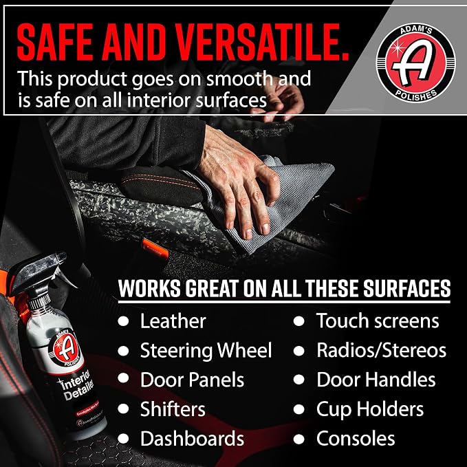 Adam's Polishes Interior Detailer 16oz - Total Car Interior Cleaner, Protectant & Dressing, All Purpose Cleaner & Leather Conditioner, Vinyl, Dashboard, Screen, Seat Cleaner & More