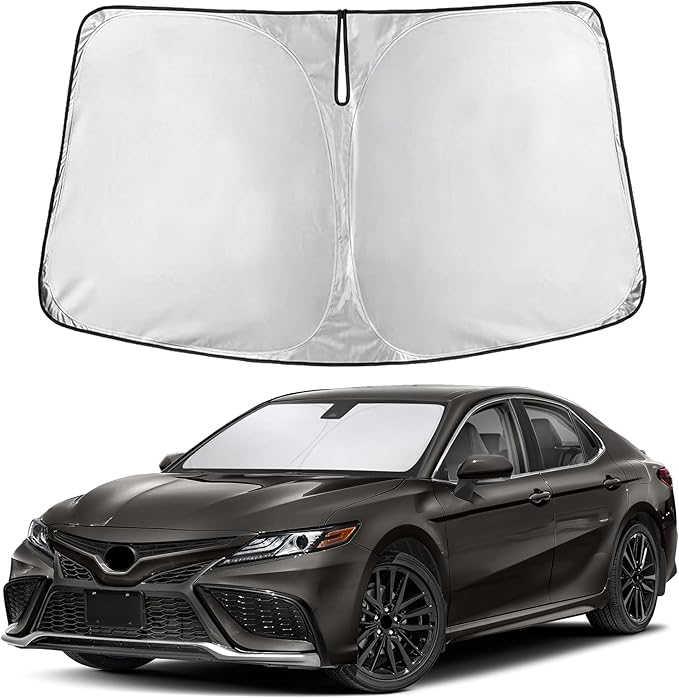 Windshield Sunshade Compatible for Toyota Camry 2018-2022 2023 2024, LE, SE, SE Nightshade, XLE, XSE, TRD, Sun Visor for Front Windshield Sun Shade Cover, UV Heat Protector, Car Accessories