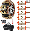 Upgrade Alloy Steel Tire Chains for Car/SUV/Pickup Truks, Adjustable Universal Emergency Snow Chains for Off-road SUV Car Tires 185 195 205 215 225 235 245 255 - Set of 6, Alloy Steel