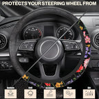Colorful Floral Flowers Steering Wheel Cover, Elastic Non-Slip Steering Wheel Protector,Auto Interior Decor for Women Girls,Universal 15" Fit for Sedans,Trucks