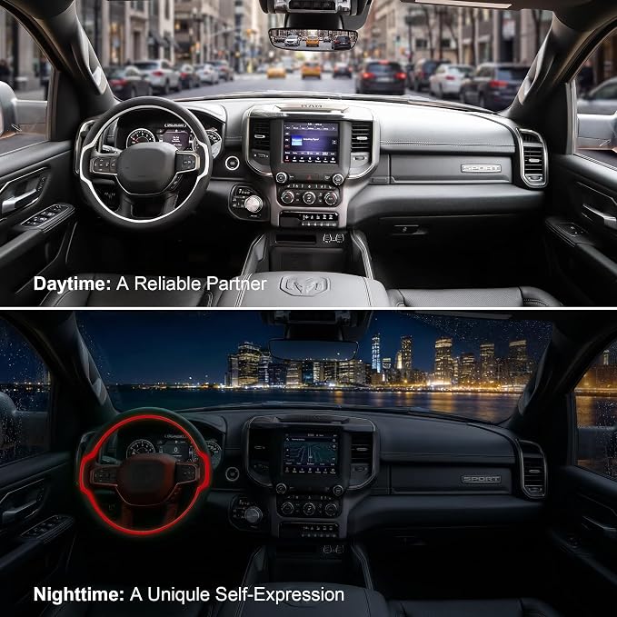 Glow in The Dark Steering Wheel Cover, Microfiber Leather with Anti-Slip Grip, Universal Fit 15.5-16 Inch Large Steering Wheels for Men Women (White+Red-Large Size)