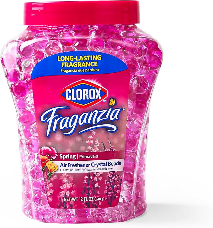 Fraganzia Crystal Beads Air Freshener Spring Scent Twin Pack Long Lasting Room Deodorizer Odor Eliminator Gel Beads Home Car or Office 2 Jars 24 FL OZ Total Passive No Setup Required