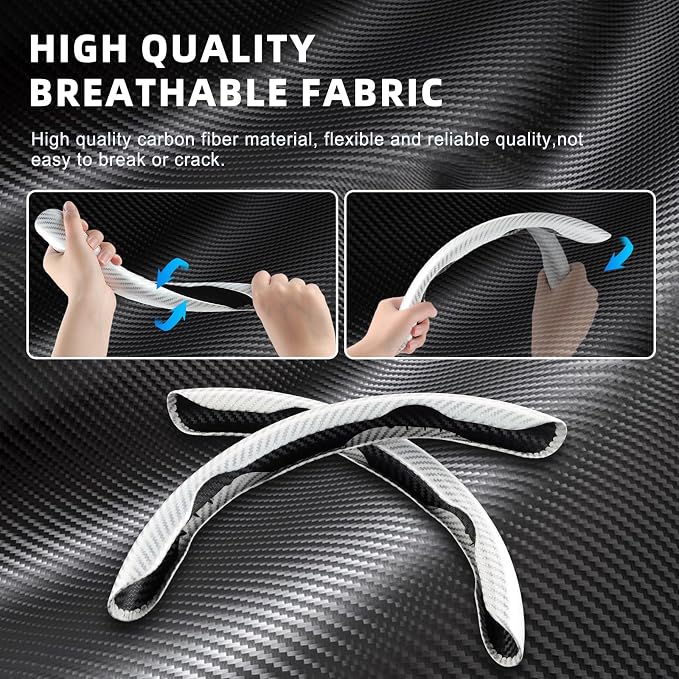 3pcs Carbon Fiber Anti-Skid Steering Wheel Cover, Waterproof Design, Universal Fit for 14-16 Inch Car Wheel Cover, Interior Car Accessories for Jeeps, SUVs, Trucks (Glossy White)