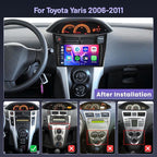 4+64G for Toyota Yaris 2008-2011 Android Car Stereo, 9 Inch Touchscreen Radio with Carplay/Android Auto/GPS Navigation/WiFi/Bluetooth/DSP/FM RDS+ AHD Backup Camera
