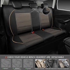 Piping PU Leather Car Seat Cover Full Set,Inside Zipper Design and Reserved Opening Holes,Airbag Compatible,Universal FIT for Car, SUVs,Van,Small Trucks（Full Set, Black & Gold）