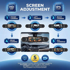 4 Channel 360° Dash Camera Front and Rear Inside Left Right, 3.16 Inch Dash Cam for Cars, Built-in Night Vision, Sensitive Motion Detection 24/7 Recording Parking Mode Monitor Reversing Help