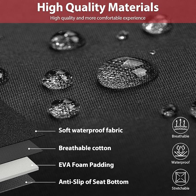Neoprene Wetsuit Seat Covers, Waterproof Car Seat Covers Front with 5mm Composite EVA, Universal Fit for Car,Sedan, SUV TrucksAnti Slip, Airbag Compatible(Black and Red