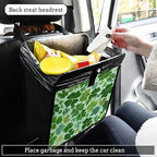 Car Trash Can Organizer Bin with Adjustable Strap for Back Front Seat Console Waterproof Leakproof Collapsible Portable 11 Inch Green Nature St Patrick Clovers