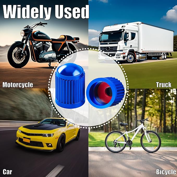 30PCS Tire Valve Stem Caps, Corrosion Resistant, with O Rubber Ring, Airtight Seal Heavy Duty Dustproof Tire Valve Stem Covers for Cars, SUV, Trucks, Bikes, Motorcycles, Bicycles(Blue)