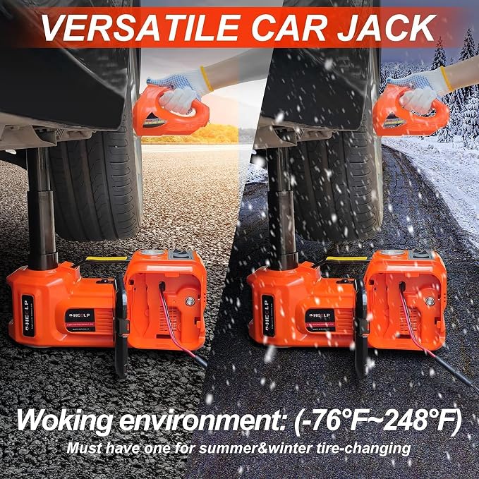 Electric Car Jack Kit 5Ton 12V Hydraulic Car Jack Lift (Lifting Range: 6.1~20.86 inch) with Electric Impact Wrench for SUV MPV Sedan Truck Change Tires Garage Repair