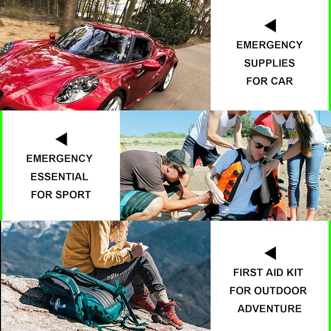 Home-Businesses First-Aid Emergency-Kit for Camping-Car - 300 Pcs Urgent Essential First Aid Kits Refill Supplies with Tourniquet Bandages for Workpalce Green