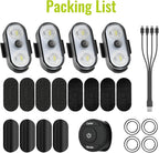 Wireless LED Lights for Car 4PCS- Button and Remote Control Interior Ambient Strobe Light, USB-C 120H 8 Colors IP65 Waterproof Rechargeable Underglow Light for Cars, Trucks, eBike, Motorcycle