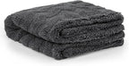1000GSM Car Drying Towel 18"x24", Edgeless Double Twist Pile, Ultra Absorbent Microfiber Towel, Scratch-Free Lint-Free Streak-Free for Auto Detailing & Car Wash – Check Silver&Grey