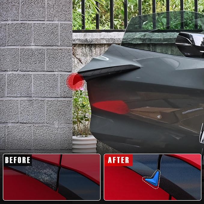 Car Door Edge Guards,Car Door Corner Protector Pads Compatible with Corvette C8 Stingray Z06 Z51 2020 2021 2022 2023 2024,Door Middle Protrusion,V-Shaped Anti-Collision (Blue)