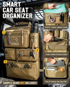 All in One Car Seat Back Organizer Fit Most Cars SUV Trucks Jeeps | Heavy Duty Molle Panel Seat Back Protector with Multi-Pockets Storage, for Tools, Toys, Camping, Travel, Daily Commuting