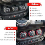 Audio Air Conditioning Button Cover Decoration Twist Switch Ring Trim for Jeep Wrangler JK JKU Patriot 2011-2018, Compass 11-16, Liberty 08-12, Dodge Challenger 08-14 Interior Accessories (Red 3PCS)