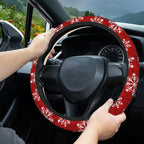 Christmas Snowflakes Steering Wheel Covers Universal 15 Inch Car Wheel Cover,Anti-Slip Breathable Car Accessories Protector Fit for Trucks,Sedans,SUVs,Vans