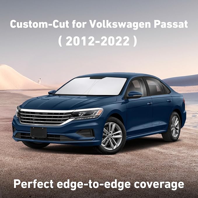 Windshield Sunshade Compatible for Volkswagen VW Passat 2012-2020 2021 2022, Sun Visor for Front Windshield & Window Sun Shade Cover, UV Heat Blocker & Protector, Car Accessories