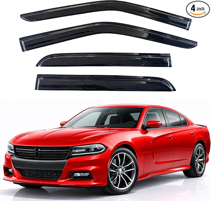 KPY Rain Guards Fit for 2011-2023 Dodge Charger, Out-Channel Window Visors Vent Wind Deflectors 4PC, Car Accessories for 11-23 Charger