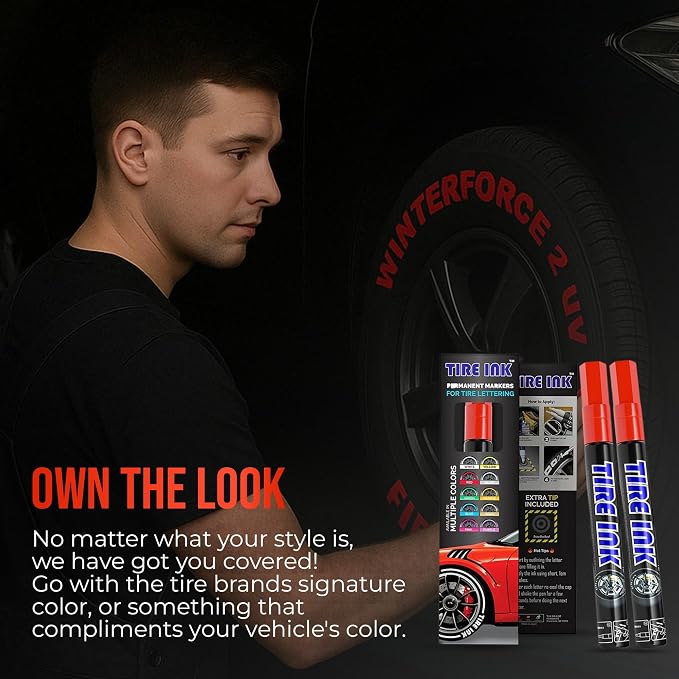Color Tire Paint Pen - Waterproof Permanent Paint pens for Car Wheels Lettering | Car Wash Safe and Durable | Made in Japan