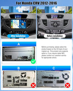 8 Core 6+128G for Honda CRV 2012-2016 Android 15 Car Stereo with Wireless Carpaly Android Auto, 9’’ 1280×720P IPS Touchscreen with Bluetooth 5.0 32-EQ 59-UI DSP GPS WiFi FM/RDS SWC Backup Cam+Canbus
