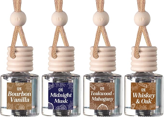 CE Craft Hanging Car Air Freshener – Fragrance Oil Diffuser with Essential Oils – Long-Lasting Aromatherapy Scents for Automobiles – 4 Pack, Masculine