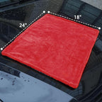 2 Pack Car Drying Towel, Premium Microfiber Towels for Cars, 1000GSM, Edgeless Twisted Loop Design, No Streaks, Scratches, or Water Spot, Absorbent Wash Towel, 18" x 24" (Red&Grey)