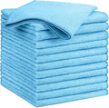 GLIMGLINT Blue Microfiber Cleaning Cloth,12PK Reusable Cleaning Rags, Highly Absorbent Shop Rags Bulk, All-Purpose Car Cleaning Towels for TV Screen, Kitchen, Bathroom, Restaurant Garage, 14"X12"