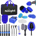 27PCS Car Detailing Kit Auto Cleaning Tools Wash Set with Storage Carry Bag Home Use for Interior Exterior Deep Clean Polish Car Care Windshield Dashboard Seat Air Vents Wheels Tires, Blue
