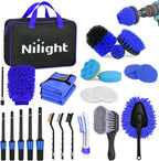 27PCS Car Detailing Kit Auto Cleaning Tools Wash Set with Storage Carry Bag Home Use for Interior Exterior Deep Clean Polish Car Care Windshield Dashboard Seat Air Vents Wheels Tires, Blue