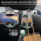 2PCS Car Seat Back Storage Headrest Hooks, Sunrise Purse Holder Bags Hanger, PU Leather Double Metal Hook for Backseat Organizer, Women Car Accessories Organization