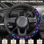 Colorful Butterflies Steering Wheel Covers Universal 15 Inch Car Wheel Cover,Anti-Slip Breathable Car Accessories Protector Fit for Trucks,Sedans,SUVs,Vans