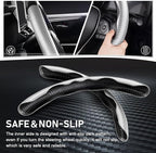 Steering Wheel Cover, Carbon Fiber Steering Wheel Cover Men/Women, Anti-Slip, Heat Resistant, Durable, Universal for 99% Car Interior Accessories (Silver)