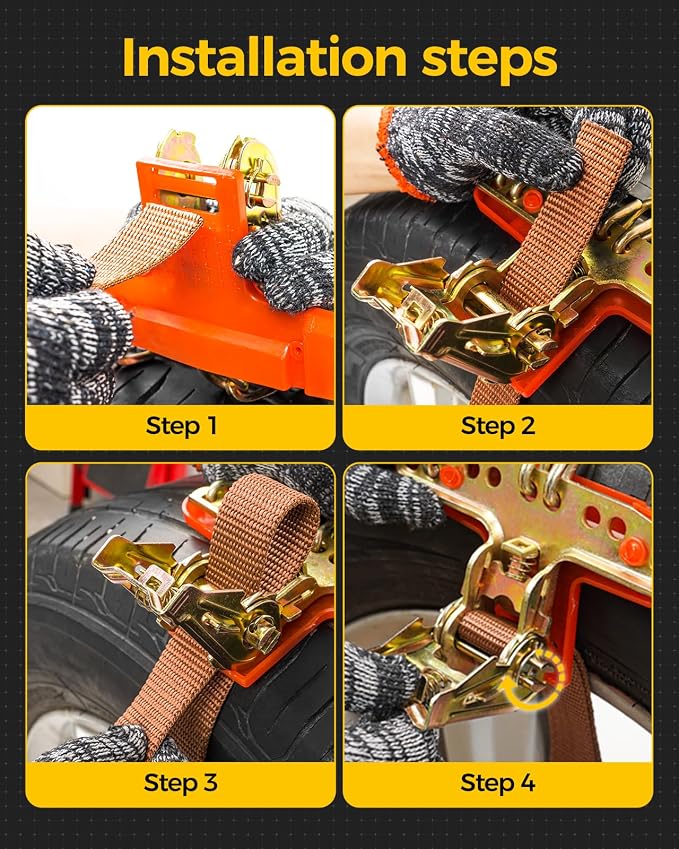 Tire Chains for Car/SUV/Pickup Truks, Adjustable Universal Emergency Snow Chains for Tire, 8.7-11.1 inch, 8 Pcs