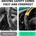 Car Steering Wheel Cover, 14.5-15inch Leather Anti-Slip Car Wheel Cover Protector, Safety Comfortable Desgin, Universal Auto Steering Wheels Accessories for Cars Truck SUV (Yellow)
