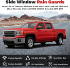 Window Visors Rain Guards for 2014-2018 Chevy Chevrolet Silverado/GMC Sierra 1500 Crew Cab/15-19 Silverado/Sierra 2500HD 3500HD Accessories, Side Window Wind Deflectors Vent Visors Rainproof
