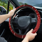 Red Spider Web Cobweb Car Steering Wheel Cover, Non-Slip Absorbing Sweat Car Wheel Cover Accessories for Men Women,Universal 15" Fit Auto SUV Vans Trucks