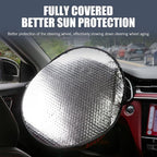 Car Steering Wheel Sun Shade, Steering Wheel Cover, Sun Heat Shield Anti-Heat Aluminum Foil Steering Wheel Shade, Heat Shield, Universal Car UV Protector (18.11 x 18.11Inch)