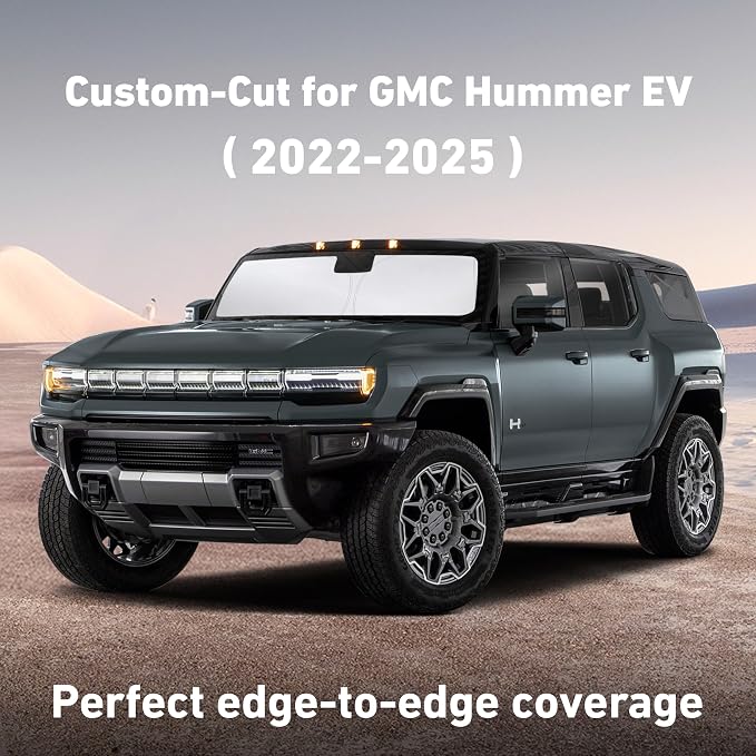 Windshield Sunshade Compatible for GMC Hummer EV 2022-2023 2024 2025, Sun Visor for Front Windshield & Window Sun Shade Cover, UV Heat Blocker & Protector, Car Accessories