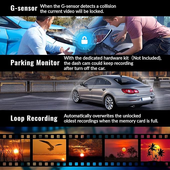 Mirror Dash Cam with Wireless Apple Carplay&Android Auto,11.26" Voice Control Rear View Mirror 1080P Front and Rear View Dual Cameras,FM Transmitter,Night Vision,Parking Assistance, WDR,Loop Recording