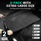 2 Pack Double-Sided Car Care Extra-Large, Ultra-Absorbant Microfiber Drying Towel for Cars and Trucks, Super Absorbent Car Drying Towel, 1300GSM, 35" x 24"