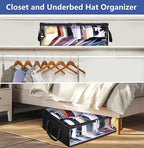 Wide Hat Storage for Baseball Caps, Large Capacity Hat Organizer for Closet Cap Holder Holds up to 40 Snapbacks, Black