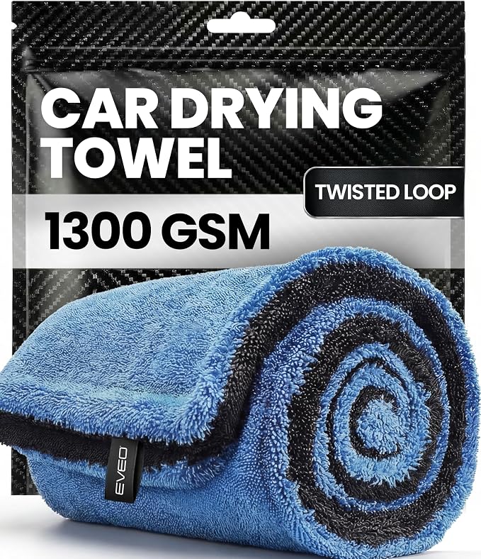 Car Drying Towel - (1300 GSM) XL Drying Towels Car Detailing - Car Microfiber Towel (36"x24") Microfiber Drying Towels for Cars Towels Drying, Car Wash Towels, Ultra Absorbent - Grey & Blue