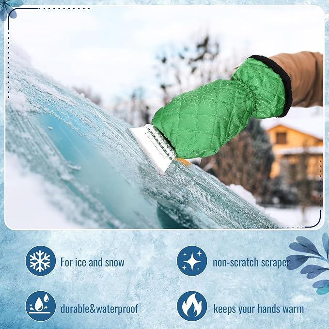 Ice Scraper with Glove Waterproof Ice Scrapers for Car Windshield No Scratch Comfortable Removal Snow Mitt Glove Windproof Warm for SUV Vehicle Truck Snow Quickly Removal