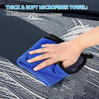 62'' Car Wash Brush With Long Handle - Chenille Microfiber Mop Mitt, Cleaning Kit, Windshield Window Squeegee, Duster, Microfiber Towels, Wheel Tire Brush for Cars, RV, Truck, Boat