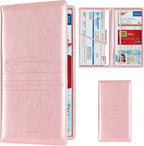Car Registration and Insurance Card Holder, Vehicle License Document Glove Box Compartment Organizer, Interior Car Accessories for Women Men (Rose Gold)