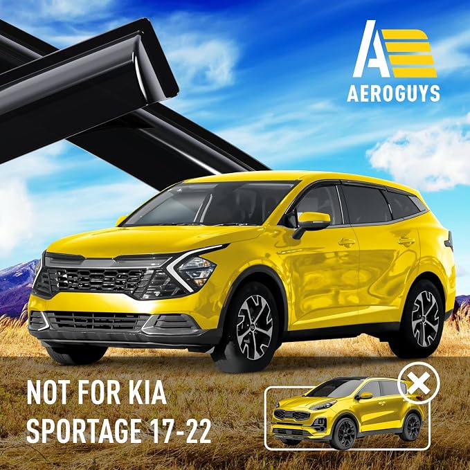 Extra Durable Window Deflectors Tape-On Window Visors Rain Guards Fit for Kia Sportage 2023-2026, Sun Visors, Wind Vent for Shades, Exterior Car Accessories - 6 pcs.AG0205