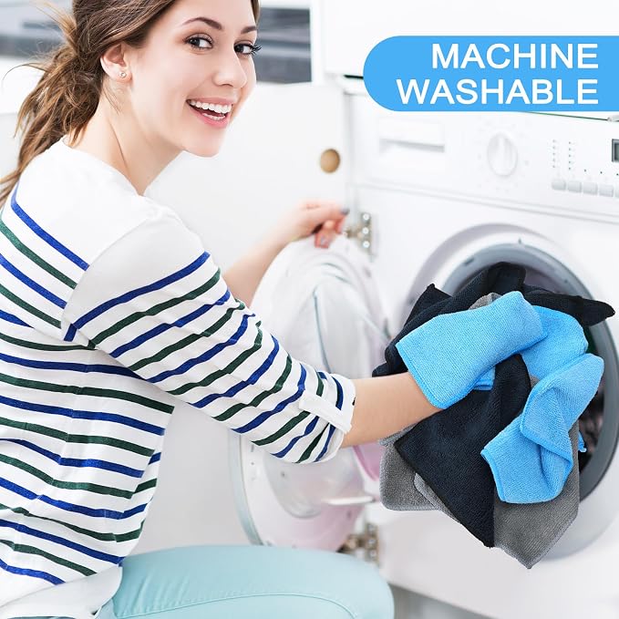 Cleaning Cloth Dry Erase Cloth Cleaning Rags Reasonable Kitchen Towels Microfiber Towels Cars Wash(6 x 6 Inch,Blue/Gray/Black,30 Pcs)